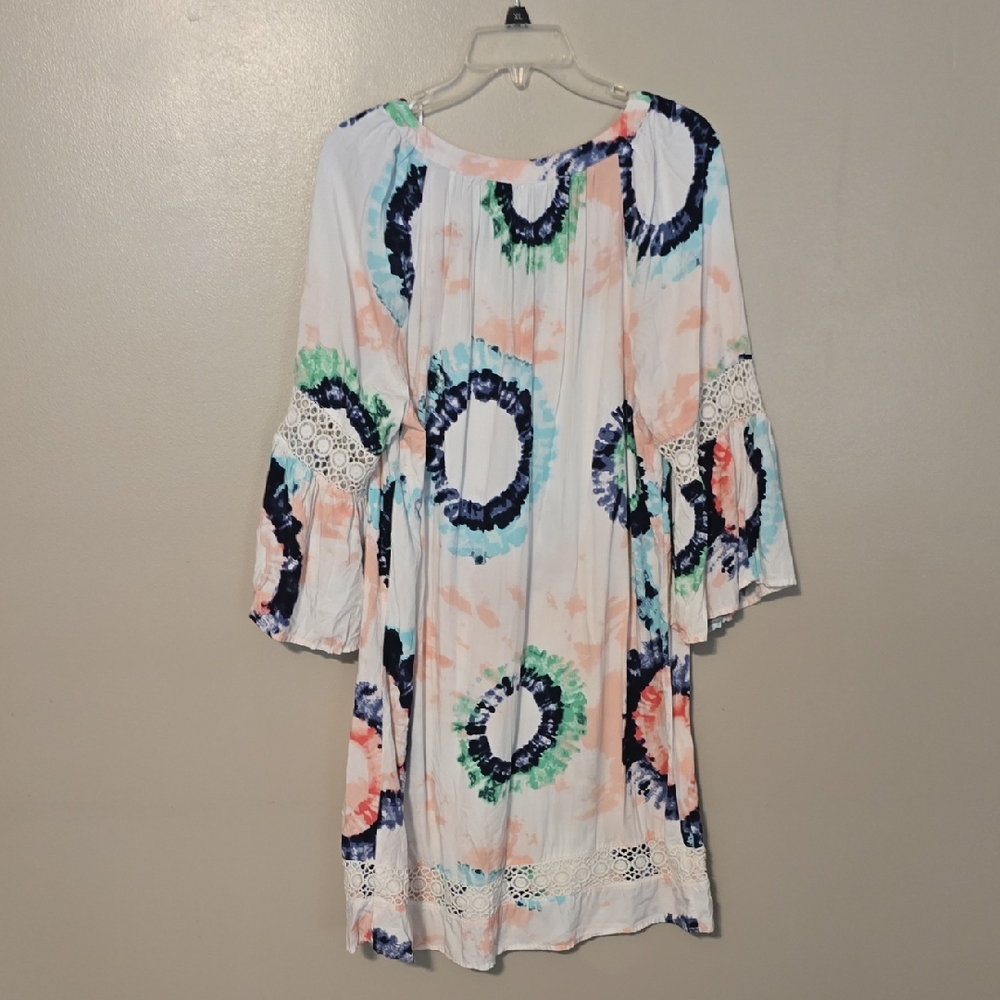 Crown & Ivy Mini Dress‎ V Neck White Multicolor Womens Size XL - Picture 2 of 5